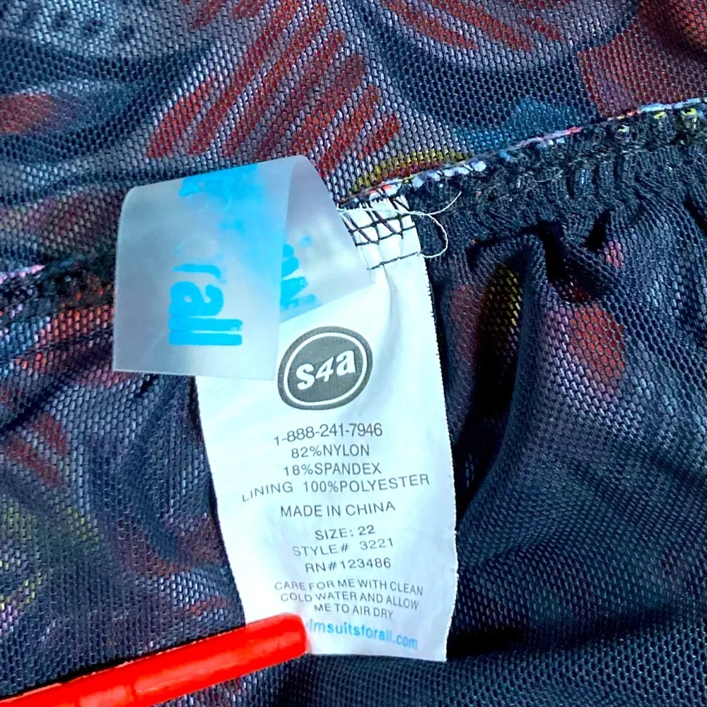 Swimsuits For All.  Multicolor Cherry print bikini top. Size 22. - Picture 2 of 6